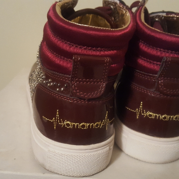 Maroon Studded hi top Sneakers. Sz.40 - Picture 4 of 7
